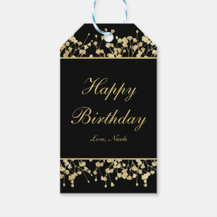 Black & Gold Babys atemberaubende Blumenzettel Geschenkanhänger