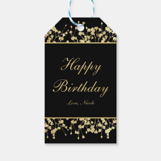 Black & Gold Babys atemberaubende Blumenzettel Geschenkanhänger (Vorderseite)