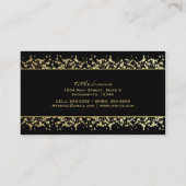 Black & Gold Babys atmen florale Visitenkarte (Rückseite)