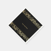 Black & Gold Babys Breath Wedding Napkins Serviette (Ecke)