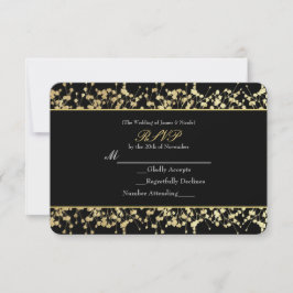 Black & Gold Babys Breath Wedding RSVP-Karte RSVP Karte