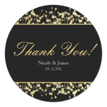 Black & Gold Babys Breath Wedding Stickers
