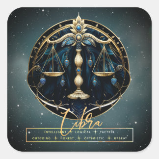 Black Gold Balance Zodiac Sign Constellation Libra Quadratischer Aufkleber