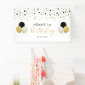 Black & Gold Ballon 1. Kindergeburtstag Banner (Insitu)