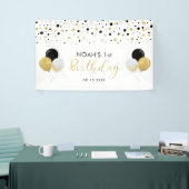 Black & Gold Ballon 1. Kindergeburtstag Banner (Messeveranstaltung)