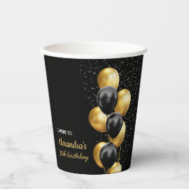 Black Gold Ballon Chic jubelt zum Geburtstag Pappbecher