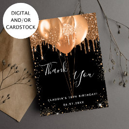Black Gold Ballons zum Geburtstag Dankeschön Karte