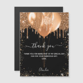Black Gold Ballons zum Geburtstag Dankeschön Karte (Vorne/Hinten)