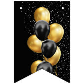 Black Gold Balloon Chic Happy Birthday Wimpelkette (Erste Fahne)