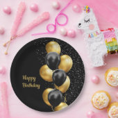 Black Gold Balloon Chic Pappteller (Party)