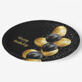 Black Gold Balloon Chic Pappteller (Schrägansicht)