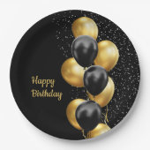 Black Gold Balloon Chic Pappteller (Vorderseite)