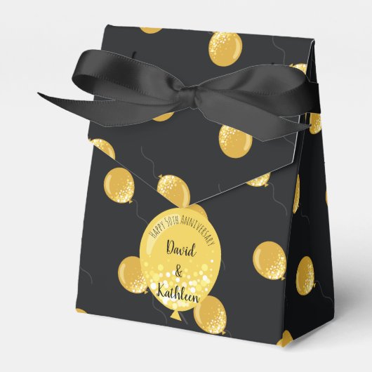 Black & Gold Balloons 50-jähriges Fvor Box Geschenkschachtel (Vorderseite)