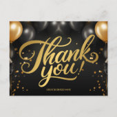 Black Gold Balloons Business Vielen Dank Postkarte (Vorderseite)
