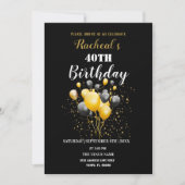 Black & Gold Balloons | Geburtstag Einladung (Vorderseite)