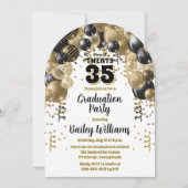 Black Gold Balloons Graduation Party Einladung (Vorderseite)