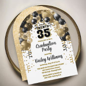 Black Gold Balloons Graduation Party Einladung