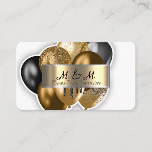Black Gold Balloons White Real Gold Foil Visitenkarte (Vorderseite)