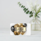 Black Gold Balloons White Real Gold Foil Visitenkarte (Stehend Vorderseite)