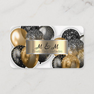 Black Gold Balloons White Real Gold Foil Visitenkarte