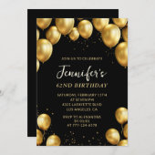 Black Gold Balloons zum 62. Geburtstag Einladung (Vorne/Hinten)