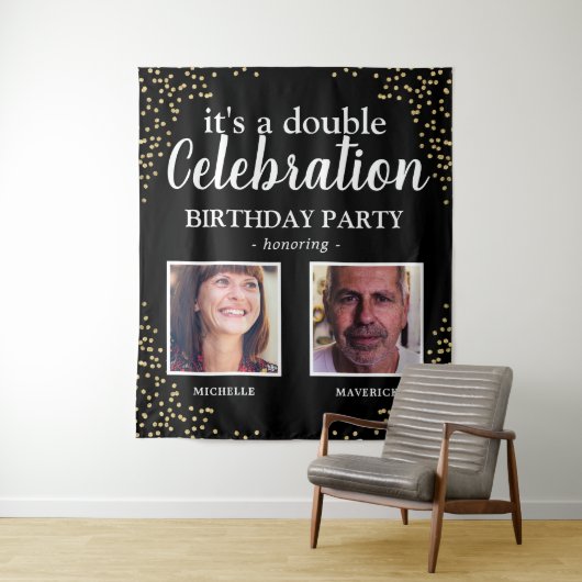 Black Gold Banner für doppeltes Foto Wandteppich (Beispiel)
