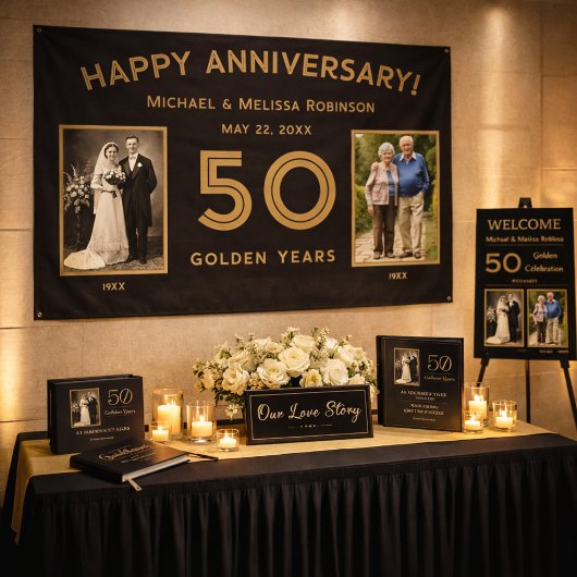 Black & Gold Banner zum 50. Hochzeitstag Foto