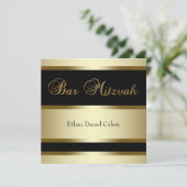 Black Gold Bar Mitzvah Einladungen (Stehend Vorderseite)