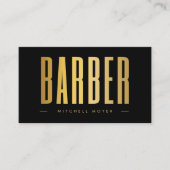 Black & Gold Barber Friseur Salon Minimalistisch Visitenkarte (Vorderseite)