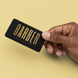 Black & Gold Barber Friseursalon Minimalist Visitenkarte