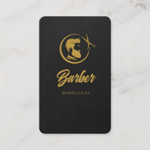 Black & Gold Barber Shop Business Card Visitenkarte