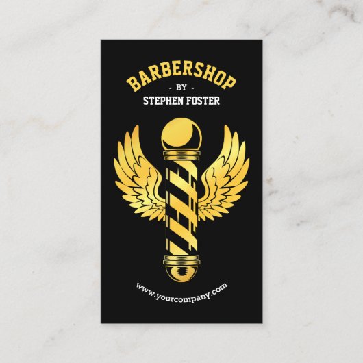 Black Gold Barbershop Barber Pole Barber Shop Visitenkarte (Vorderseite)