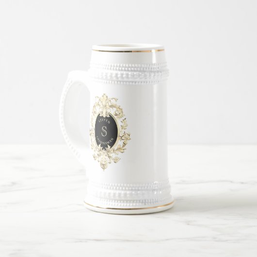 Black Gold Barock Trauzeuge Beer Stein Bierglas (Vorderseite Links)
