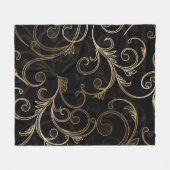 Black Gold Baroque Fleece Blanket (Vorderseite (Horizontal))