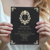Black Gold Baroque Wedding Einladung