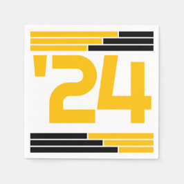 Black & Gold Bars Class of '24 Grad Party Serviette