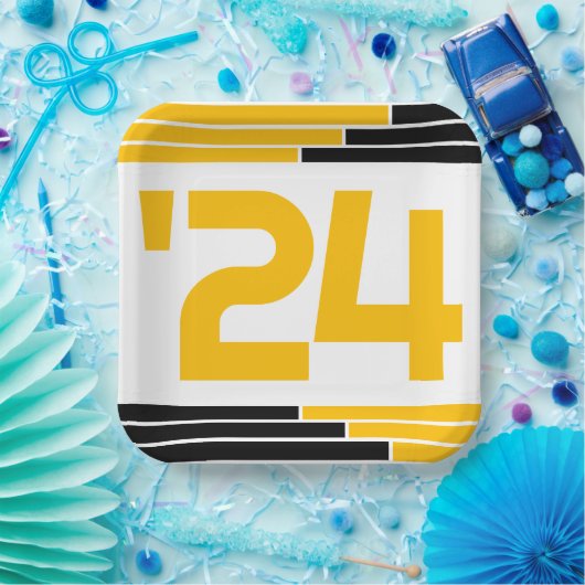 Black & Gold Bars Class of '24 Graduate Pappteller (Party)