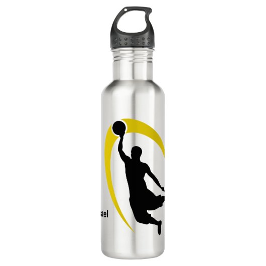 Black Gold Basketball Personalisiert Trinkflasche (Vorderseite)