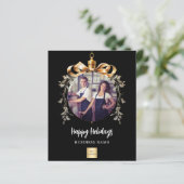 Black gold Bauble Business Foto Weihnachtskarte (Stehend Vorderseite)