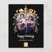 Black gold Bauble Business Foto Weihnachtskarte (Vorderseite)