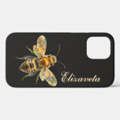 Black Gold Bee Summer Name Case-Mate iPhone Hülle (Rückseite (Horizontal))