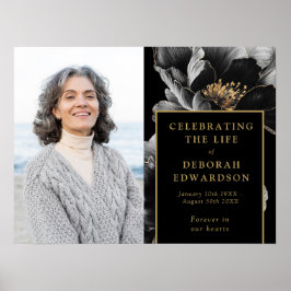 Black Gold Beerdigung Foto Sign Poster