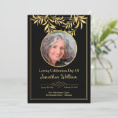 Black & Gold Beerdigung Programmkarte Ankündigung (Stehend Vorderseite)