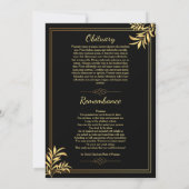 Black & Gold Beerdigung Programmkarte Ankündigung (Rückseite)