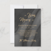 Black & Gold Beileid Memory dank Karte (Vorderseite)