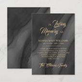 Black & Gold Beileid Memory dank Karte (Vorne/Hinten)