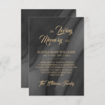 Black & Gold Beileid Memory dank Karte