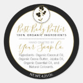 Black & Gold Berries Scrub oder Body Butter Label Runder Aufkleber (Vorderseite)