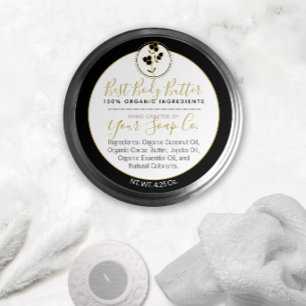 Black & Gold Berries Scrub oder Body Butter Label Runder Aufkleber