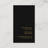 Black Gold Beruflich Monogram Business Card Visitenkarte (Rückseite)